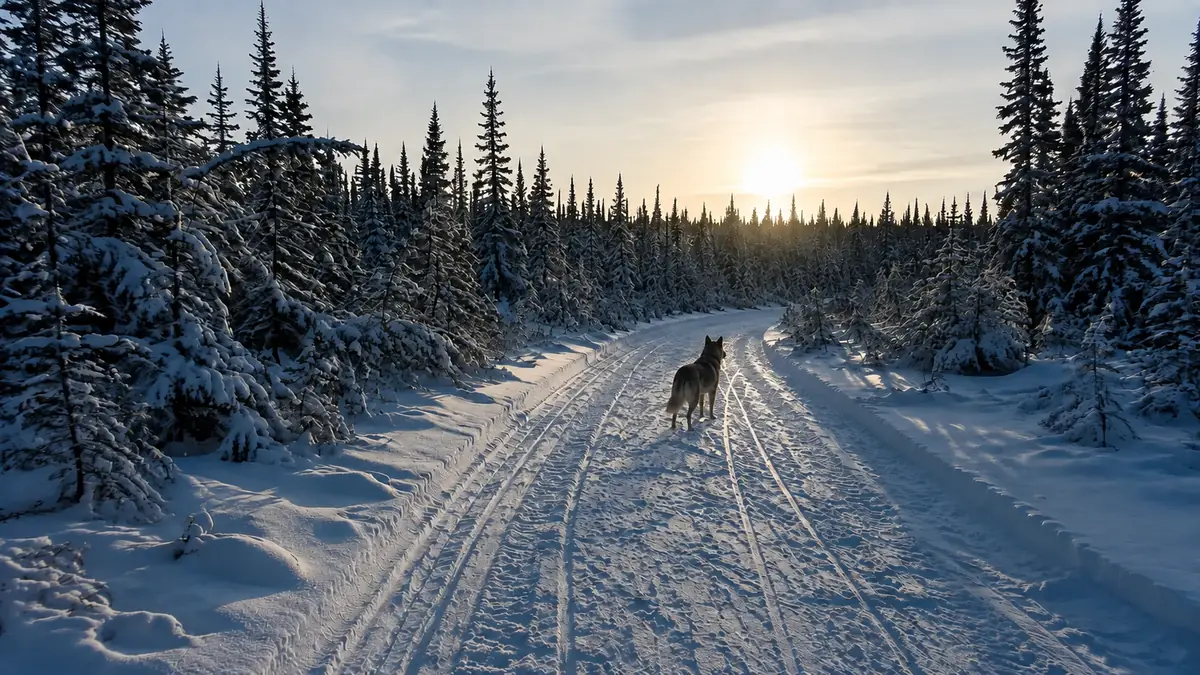 A sled trail through the spruce. Buck goes one way in The Call of the Wild and Nana goes the other, and the two books are arguing about the same thing.