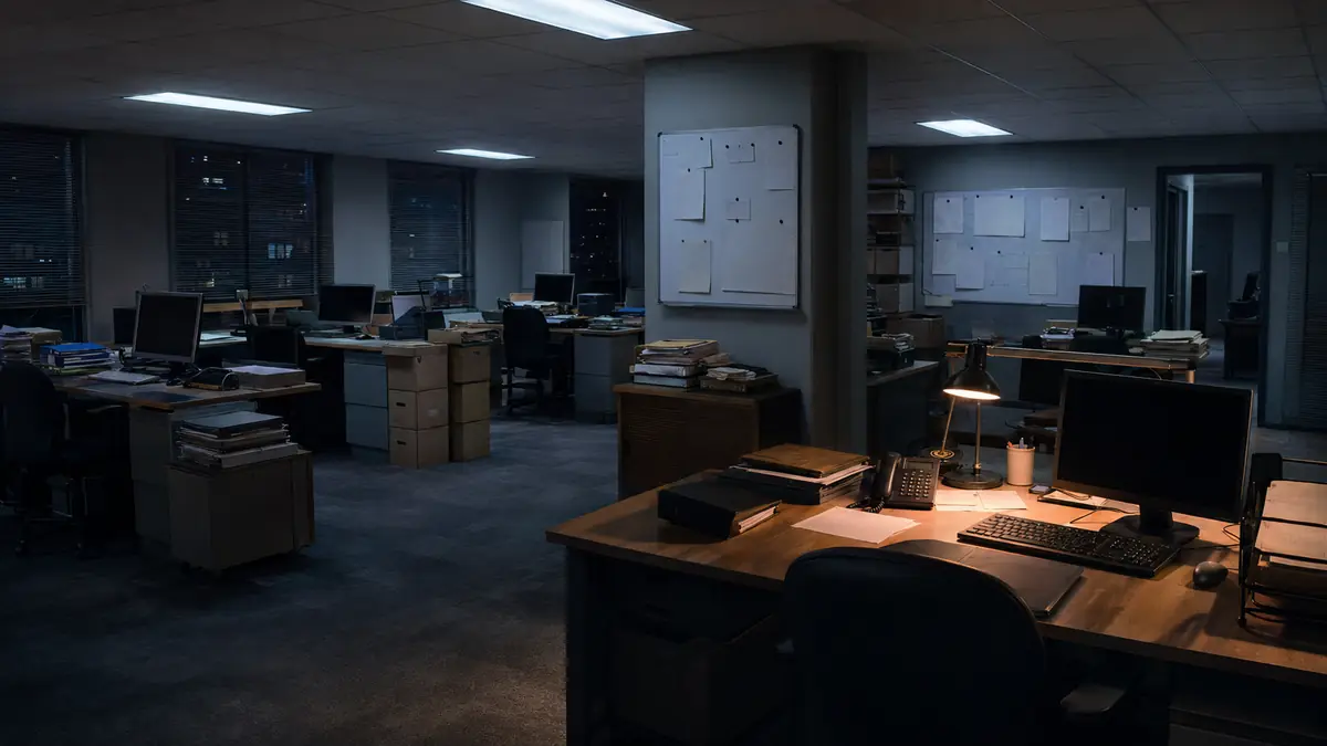 The other place the work happens. Rebus does his thinking in the pub and his paperwork here, and resents both about equally.
